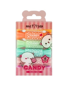 Набор текстовыделителей двусторонних Candy, 6 цветов, пастельные цвета Meshu