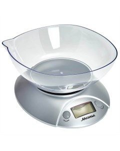Весы кухонные электронные пластик чаша точность 1 г до 5 кг LCD дисплей серебристые КС 6519 Аксинья