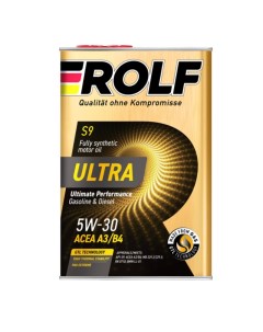 Синтетическое моторное масло Ultra S9 5W 30 A3 B4 SP 1л металл 9378076 Rolf