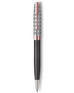 Ручка шариковая автомат Sonnet Premium Lacquer PGT черный лак нержавеющая сталь подарочная упаковка  Parker