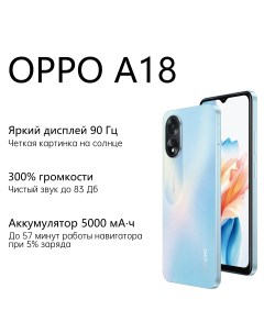 Смартфон A18 4 128 Гб голубой Oppo