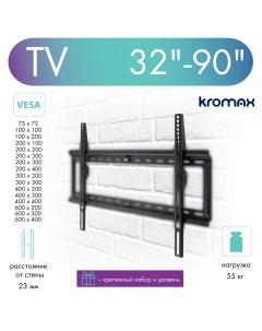 Кронштейн для телевизора настенный фиксированный IDEAL 1 32 90 до 55 кг Kromax