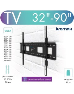 Кронштейн для телевизора настенный фиксированный STAR 1 32 90 до 81 кг Kromax