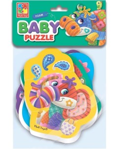 Пазлы мягкие Baby Puzzle Чудо зоопарк 4 картинки 12 элементов VT1106 60 Vladi toys