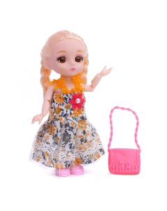 Кукла D1843 Мишель в сарафане с сумочкой в пакете Oubaoloon