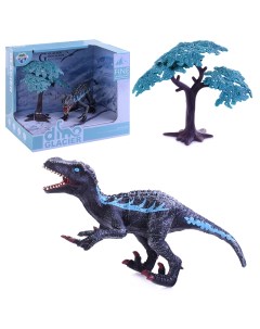Динозавр JS11 3 Аллозавр с синей полоской в коробке Oubaoloon