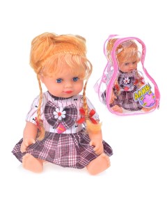 Кукла 5517 Оксана озвученная в платье бантик в клетку в рюкзаке Play smart