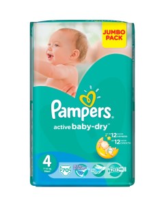 Подгузники Active Baby Dry Jumbo 4 maxi 7 14 кг 70 шт Pampers