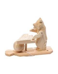 Богородская игрушка Медведь за пианино с зайцем РНИ 8355 Русские народные игрушки