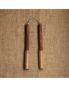 Деревянное игрушечное оружие Нунчаки 3567795 темно коричневый 25 см Доброе дерево