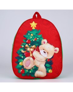 Рюкзак детский KIDS Медвежонок с ёлкой 30х25 см красный Nazamok