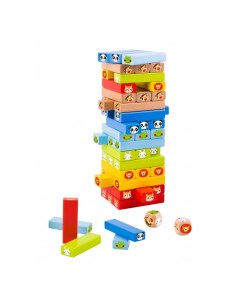 Настольная игра Разноцветная падающая башня Животные Дженга Tooky toy