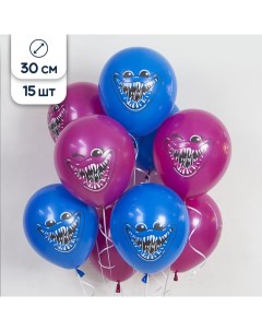 Воздушные шары латексные Хагги Вагги и Киси Миси синий розовый 30 см 15 шт Riota