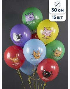 Воздушные шары латексные Три кота Играем вместе разноцветный 30 см 15 шт Riota