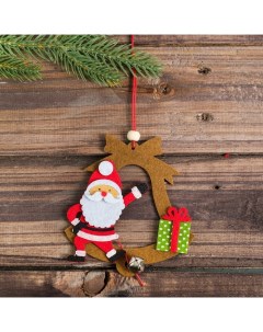 Набор для создания подвесной елочной игрушки из фетра Дед Мороз и колокольчик Nobrand