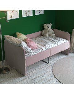 Детский диван кровать Smile с бортиками мягкое изголовье розовый 140х70 см Sleepangel