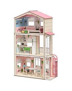 Кукольный домик с мебелью деревянный для Барби Симфония с лифтом M-wood
