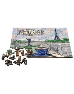 Пазл деревянный Париж Гастрономическое путешествие фигурный 108 деталей Happy land