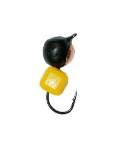 Мормышка вольфрамовая Дробинка с ушком с желтым кубиком 5 0мм коронка медь 5 шт Olta