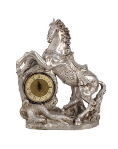 Часы композиция время Конь серебро размер 48x22x55см KSMR 713118 SH015 Nobrand