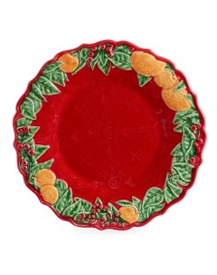 Тарелка закусочная Рождественская гирлянда 22 см красная Bordallo pinheiro