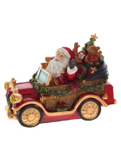 Фигурка декоративная Дед Мороз на машине с подсветкой 755442 Flando