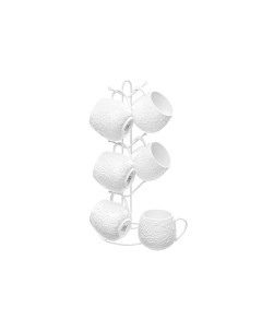 Набор кружек Веточки цветочки 360 мл 6 шт на металлической подставке Elan gallery