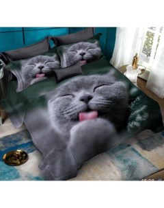 Комплект Постельного белья 1 5 спальное кошка с языком Kremlintextile