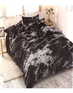 Комплект Постельного белья 1 5 спальное черный мрамор Kremlintextile