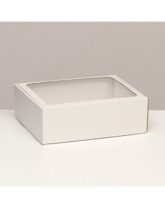 Коробка шкатулка с окном белая 27 х 21 х 9 см Upak land