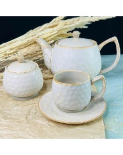 Чайный сервиз на 6 персон 14 предметов Дюна чайник чашки блюдца сахарница Lenardi
