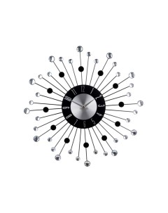 Настенные часы РАГГИ чёрные и серебряные лучи металл акрил 42 см Koopman international