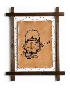 Картина Чайник гравировка на натуральной коже Boomgift