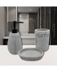 Набор для ванной комнаты из трех предметов полирезина светло серый Delphinium