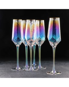 Набор бокалов для шампанского Дарио 180 мл 7x20 см 6 шт цвет перламутровый Magistro