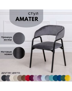 Стулья для кухни Stuler chairs Amater 1 шт Серый велюр черные матовые ножки Stuler сhairs