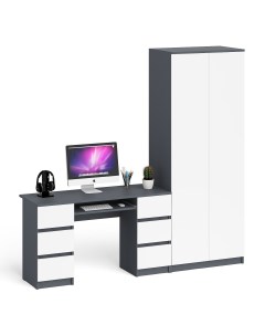 Стол компьютерный Мори МС 2 с двухдверным шкафом графит белый 215 8х50х210 см Свк