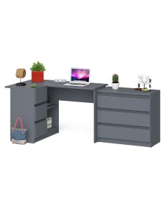 Компьютерный стол Мори МС 16Л с комодом 800 графит 205х85х77 см Свк