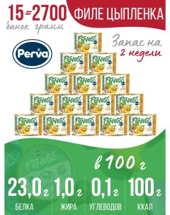 Филе цыпленка в собственном соку Fitness 180 гр 15 шт Perva