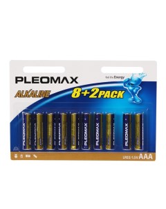 Батарейка алкалиновая AAA LR03 10BL 1 5В блистер 8 2 шт Pleomax