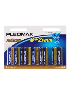 Батарейка алкалиновая AA LR6 10BL 1 5В блистер 8 2 шт Pleomax