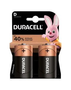 Батарейки Basic D LR20 13А алкалиновые КОМПЛЕКТ 2 шт в блистер Duracell