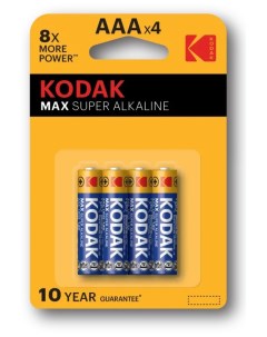 Батарейки AAA LR03 4BL MAX SUPER Alkaline по 4шт Kodak