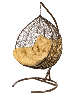 Подвесное кресло коричневое Tropica бежевая подушка Bigarden