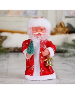 Новогодняя фигурка Дед Мороз в длинной шубе с елкой 15х8х17 см Зимнее волшебство