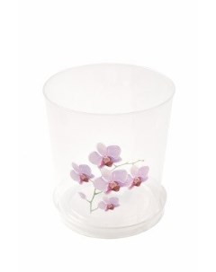 Цветочный горшок для орхидеи с поддоном М1603 1 2 л прозрачный 1 шт Альтернатива