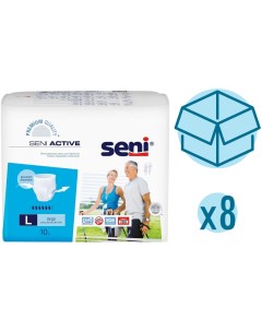 Подгузники для взрослых Active 100 135 см L 10 шт 8 упаковок Seni