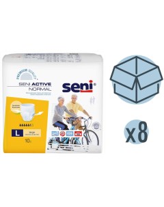 Подгузники для взрослых Active Normal 100 135 см L 10 шт 8 упаковок Seni