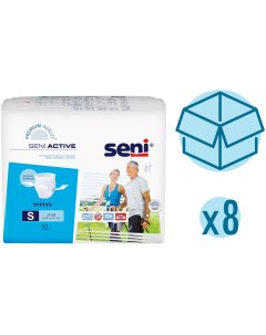 Подгузники для взрослых Active 55 85 см S 10 шт 8 упаковок Seni