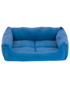 Лежанка для животных Бархат прямоугольная с подушкой синяя 53х39х14 см Моськи-авоськи